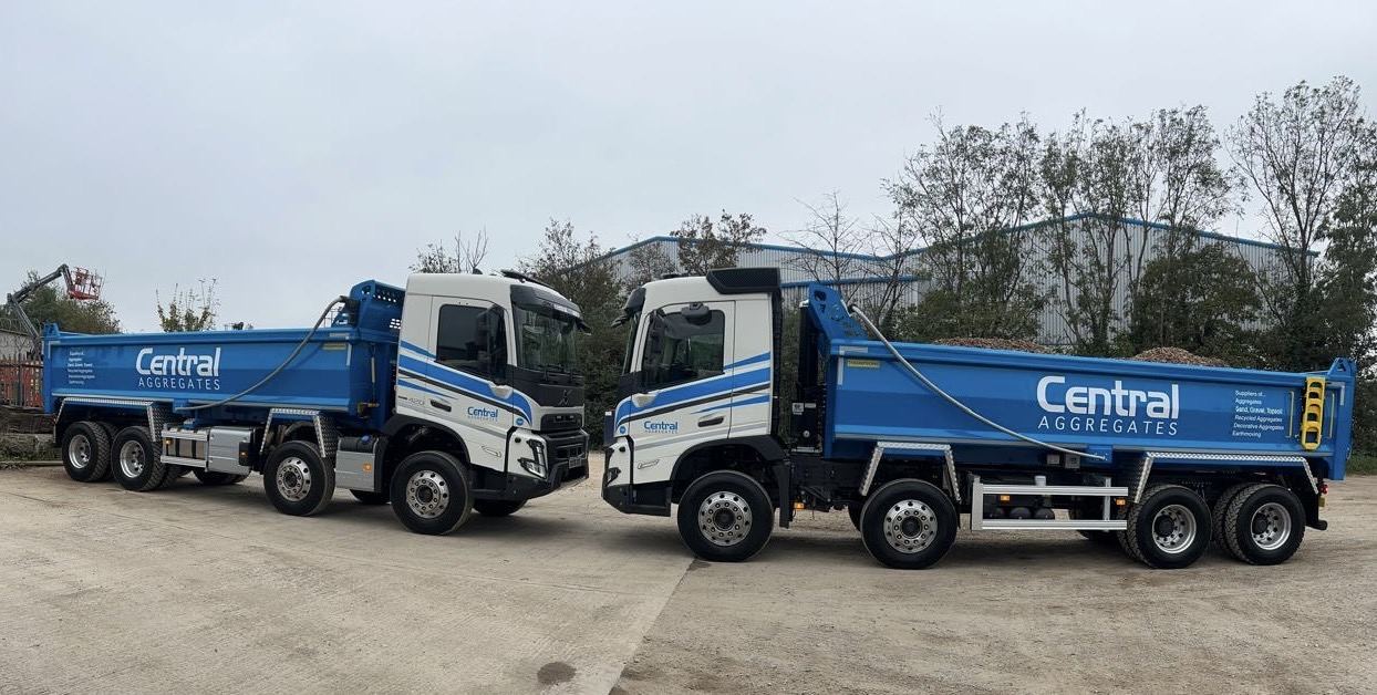 Two Central Aggregates tipper lorries